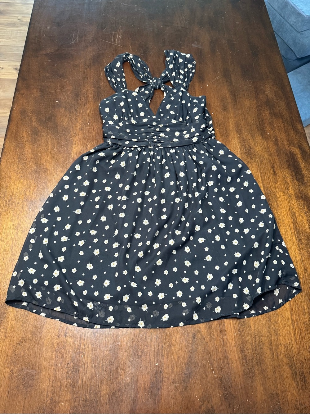 Pins & Needles Black Floral Tie-Back Sundress